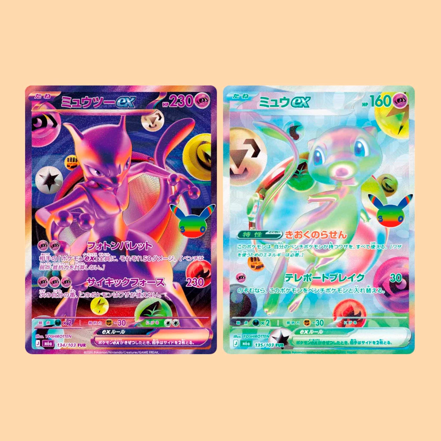 Mewtwo y mew FUR - Pokémon TCG 30 aniversario
