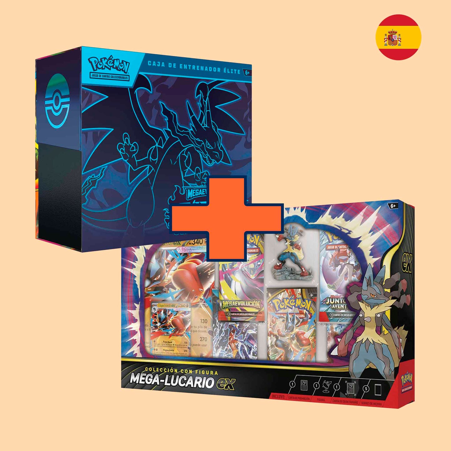 PACK ETB FUEGOS FANTASMALES + CAJA MEGA LUCARIO EX - ESPAÑOL