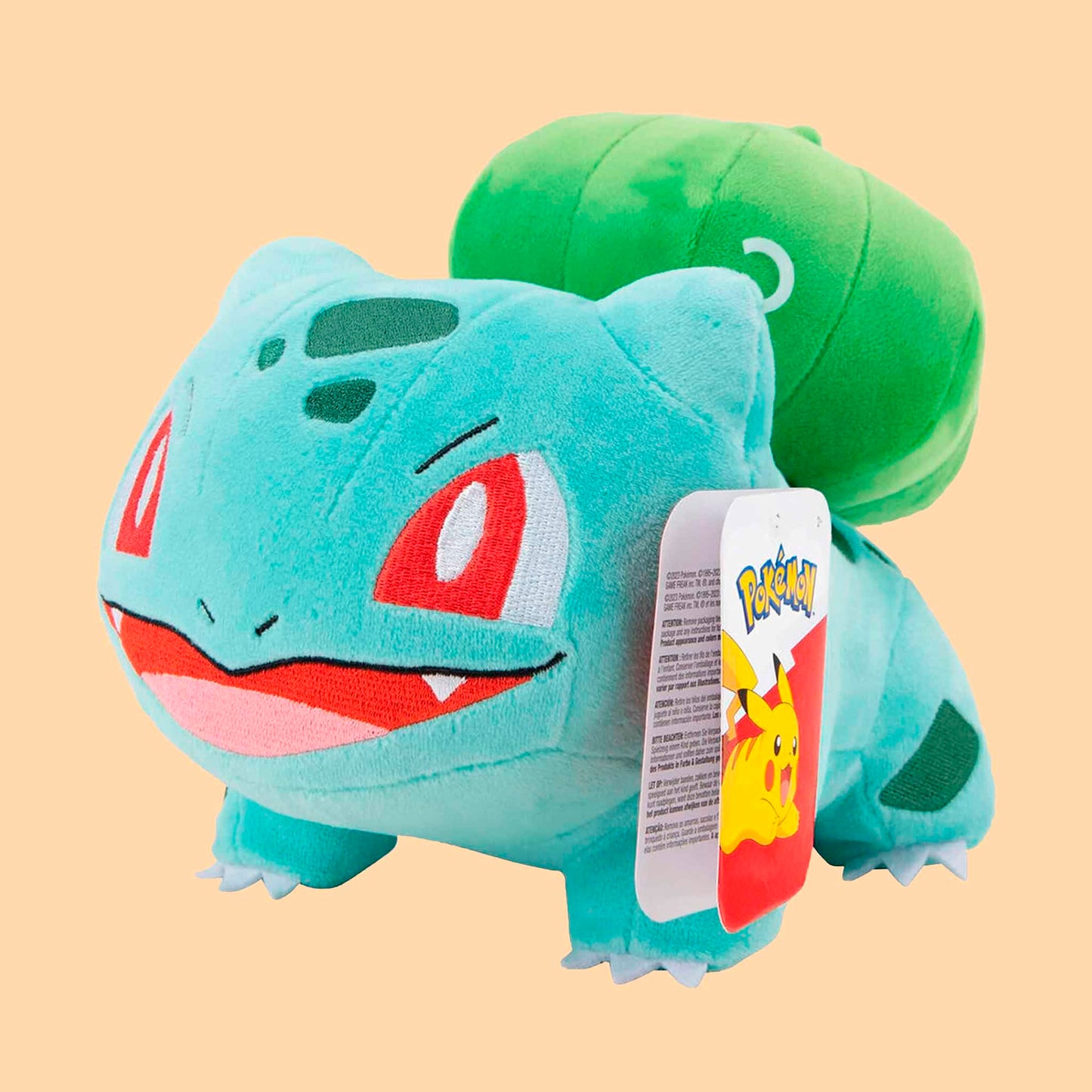 vista lateral  Peluche Bulbasaur Pokémon 20 cm oficial Jazwares