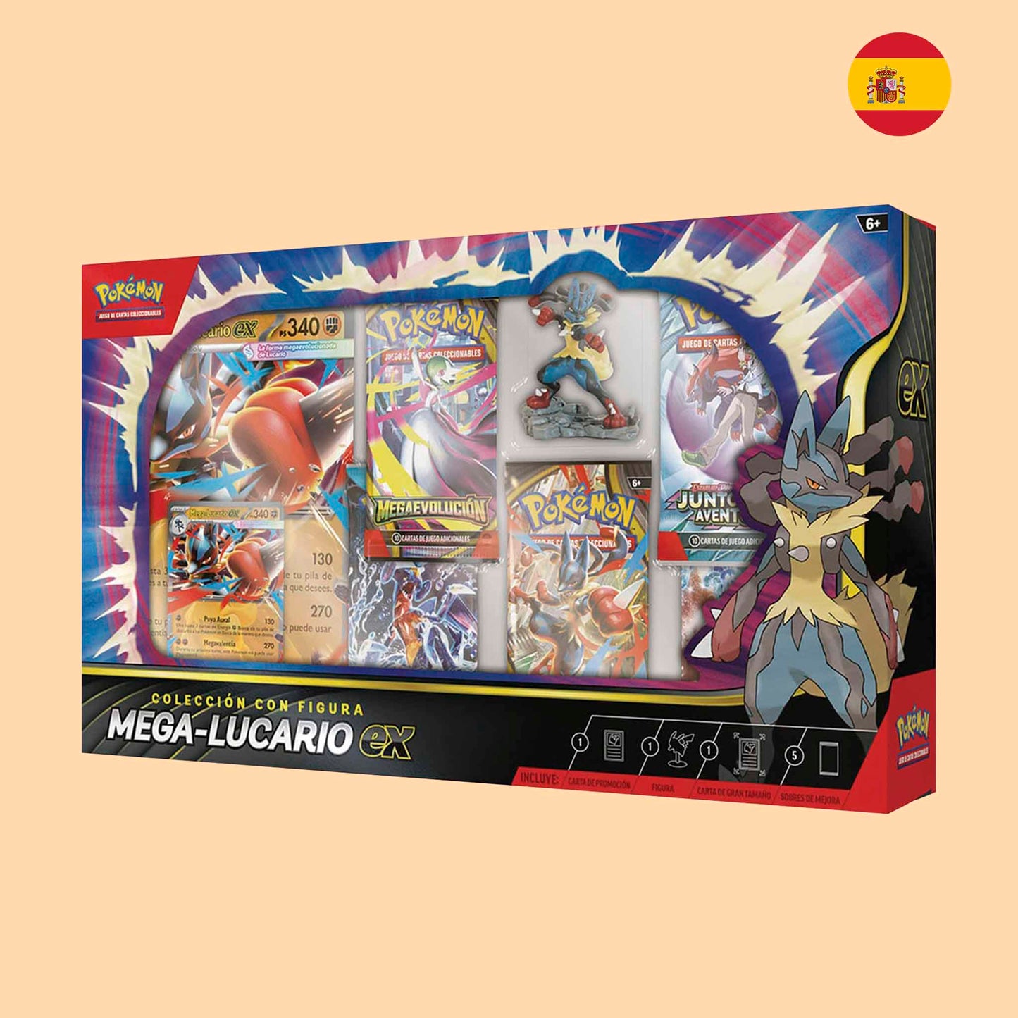 CAJA COLECCION CON FIGURA MEGA LUCARIO EX - ESPAÑOL