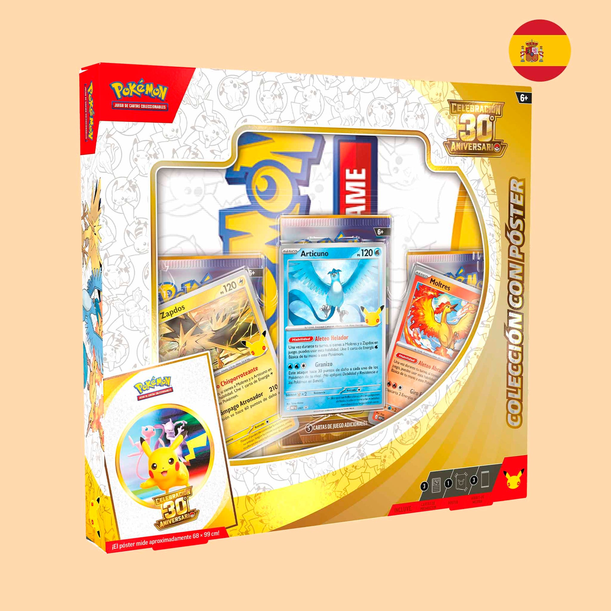 Colección con Póster Pokémon 30 Aniversario con Articuno, Zapdos y Moltres en español