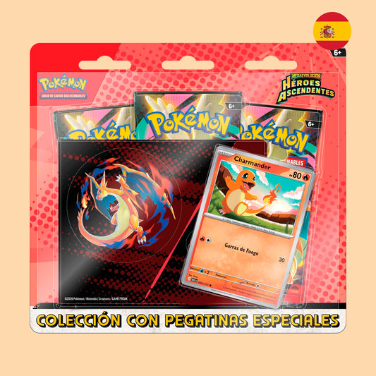 Blister Pokémon colección con pegatinas de Charizard Héroes Ascendentes en español – Pokémon TCG