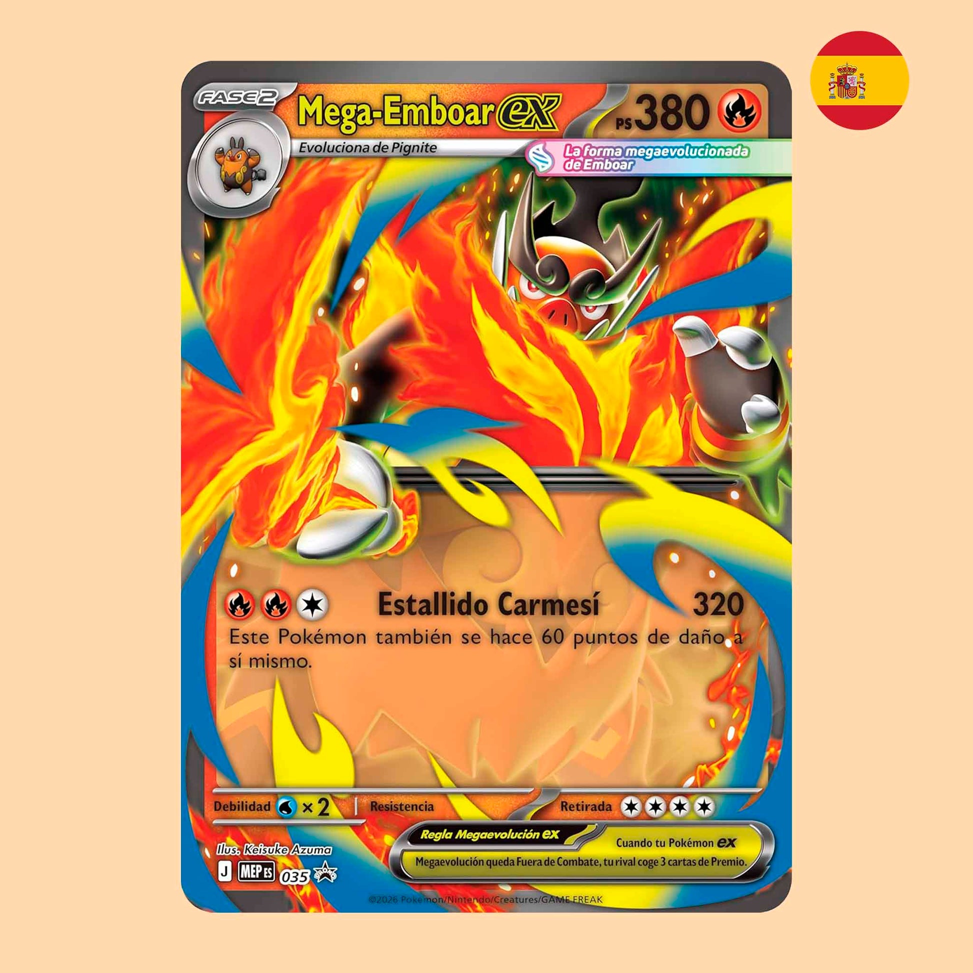 Carta Pokémon TCG promocional Mega Emboar ex MEP ES 