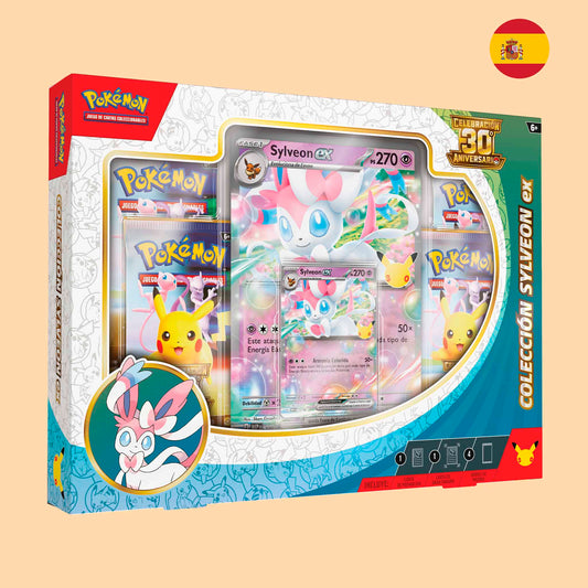 Colección Pokémon 30 Aniversario Sylveon ex con carta promocional jumbo en español