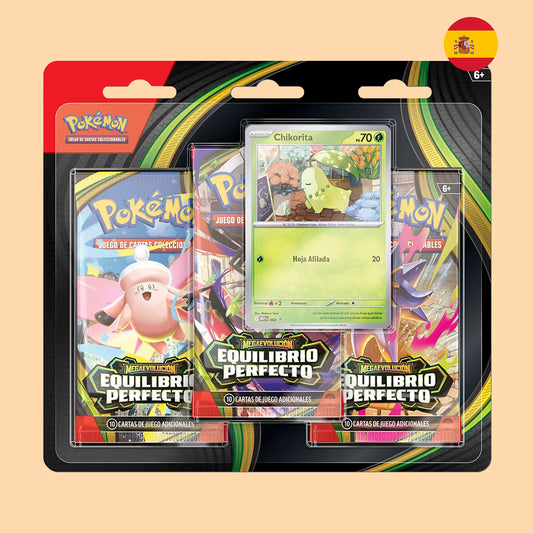 Equilibrio Perfecto Blister de 3 sobres con carta de Chikorita en español - Pokémon TCG