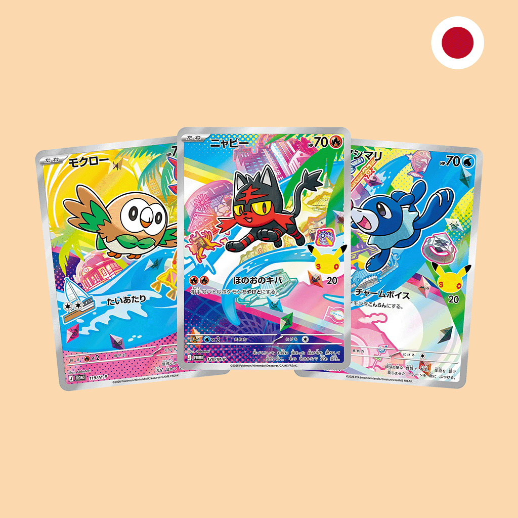 Pokemon 30th Celebration First Partners Starter Card Promo Set Séptima Generación en japonés - Pokémon TCG