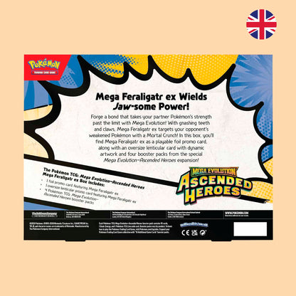 Vista trasera Ascended Heroes Collection Mega Feraligatr ex en español – Pokémon TCG